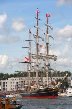 AMSTERDAM, AUGUST 19, 2010: Tall ship 'Stad Amsterdam' at Sail 2010 in Amsterdam, Holland on august 19, 2010