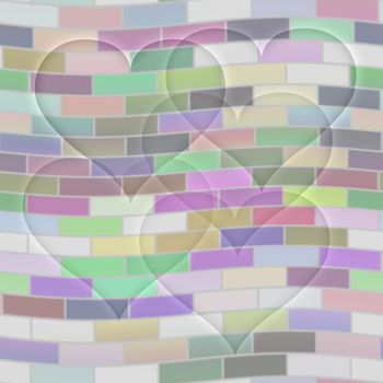 seamless texture of transparent hearts on pastel wall