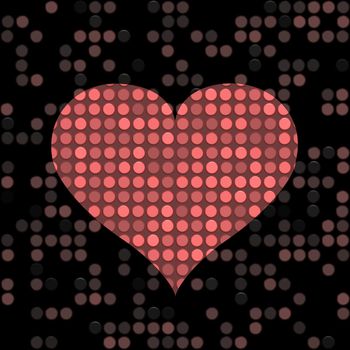 speckled red heart shape on a dark background 