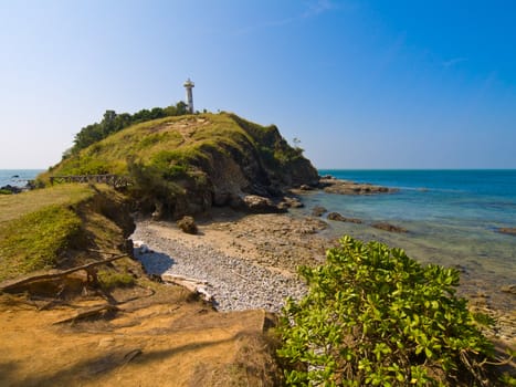 Lighthouse on the top of the cliff. Ko Lanta National marine park, Thailand