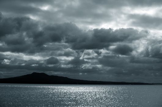 The sky above ocean before storm. New Zealand