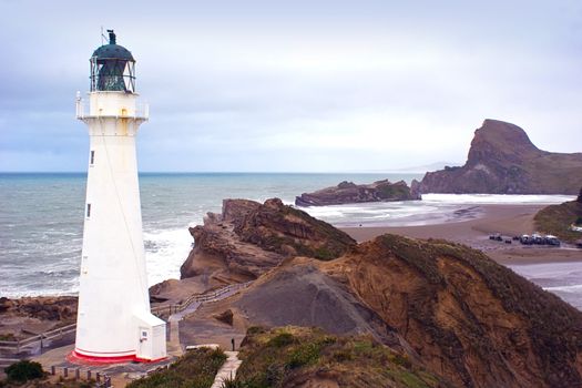 The lighthouse at Castlepoint in the Wairarapa coast, New Zealand
