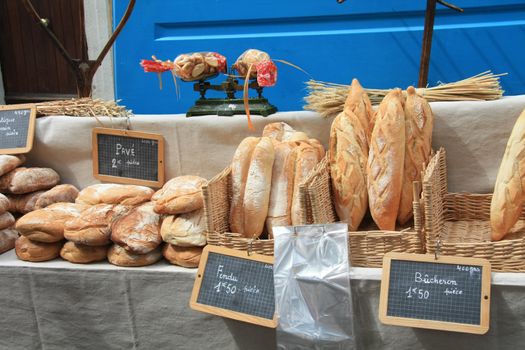 Traditional French bread on a local market in B�doin, France