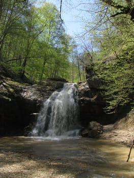 Falls; the river; a stream; water; a moisture; beauty; Caucasus