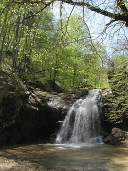 Falls; the river; a stream; water; a moisture; beauty; Caucasus