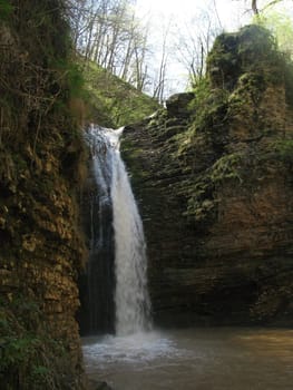 Falls; the river; a stream; water; a moisture; beauty; Caucasus