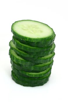 a cucumber slice tower from above