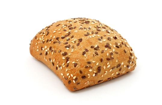 a multigrain bread roll isolated on white