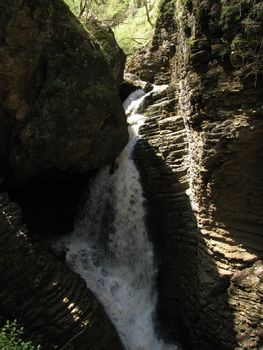 Falls; the river; a stream; water; a moisture; beauty; Caucasus