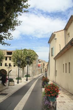 A typical Southern French street in Orange, Provence in France