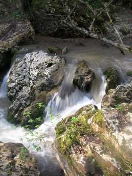 Falls; the river; a stream; water; a moisture; beauty; Caucasus