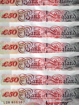 Detail of British Pounds banknotes money