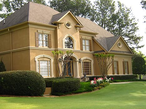 A photograph of a house detailing its architecture.