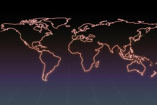 Map of the world Neon