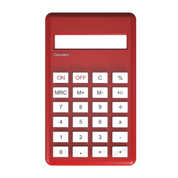 Red calculator isolated on white background.