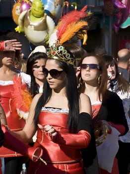 VALLETTA, MALTA - Feb 21st 2009 - Women in costumes at the International Carnival of Malta 2009