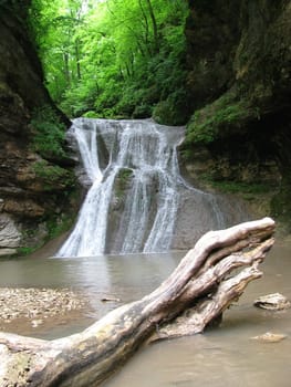 Falls; the river; a stream; water; a moisture; beauty; Caucasus; Russia; the Europe; a relief; a landscape; the nature; a landscape