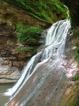 Falls; the river; a stream; water; a moisture; beauty; Caucasus; Russia; the Europe; a relief; a landscape; the nature; a landscape