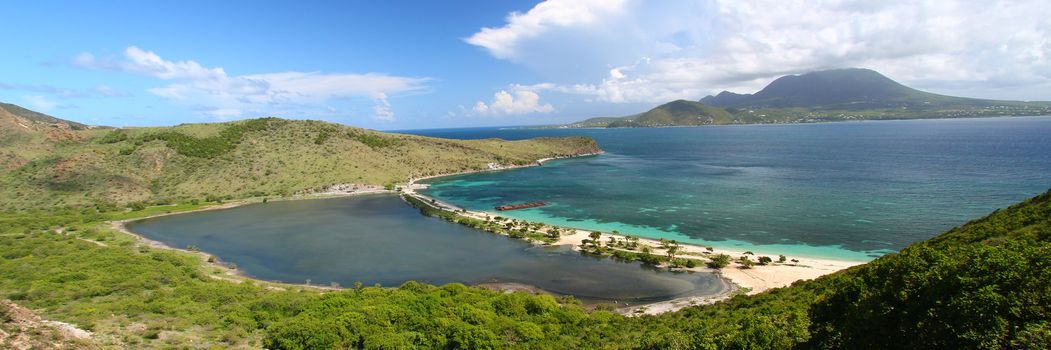 Panoramic view of the amazing Caribbean island Saint Kitts.