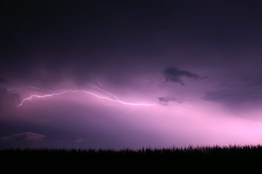 Lightning streaks through the sky from a summer thunderstorm in Illinois.