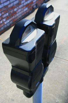 Close up of the parking meters.
