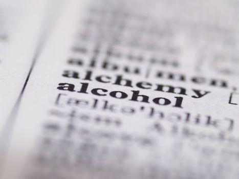 detail of dictionary, alcohol