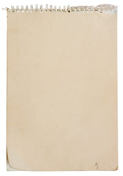 Blank note pad with spiral binding. Clipping path included for easy background removing.