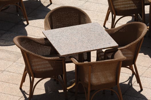 Empty restaurant table, seen form above.