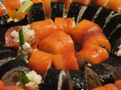 Japanise traditional food sushi on the plate