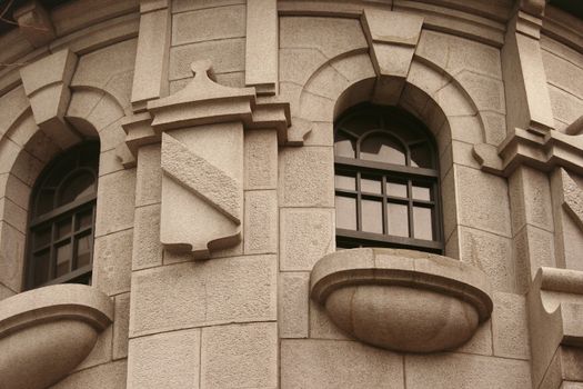 exterior detail of the central bank of korea