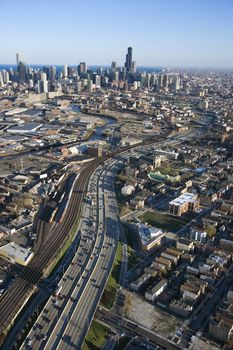 Aerial view of Chicago, Illinois.