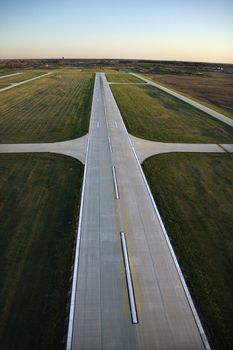 Aerial view of runway in Chicago, Illinois.