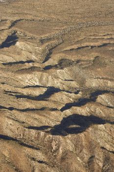 Aerial view of southwestern mountain landscape.