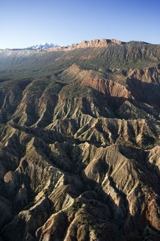 Aerial view of mountains in Utah, USA.