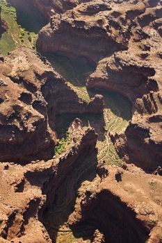 Aerial view of land formations in Canyonlands National Park, Utah.