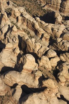 Aerial of southwest desert canyon in Canyonlands National Park in Utah, USA.