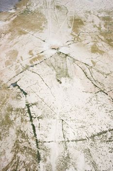 Aerial of Nevada desert landscape, USA.