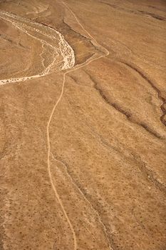 Aerial of desert landscape in Arizona, USA.