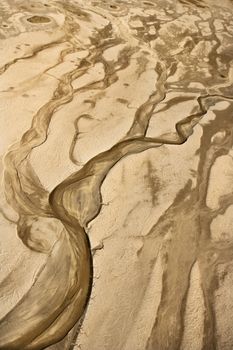 Aerial of desert landscape in Owens Valley, California, USA.