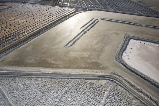 Aerial of alkali flat in Owens Valley, California, USA.