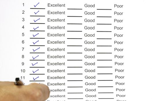 Excellent good and poor answer sheet concept