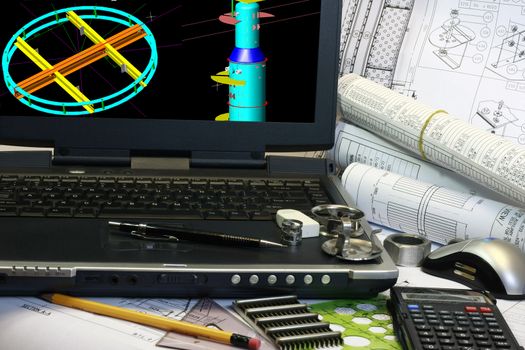 Design of pressure vessel. Note disiplay in the monitor is my original works.