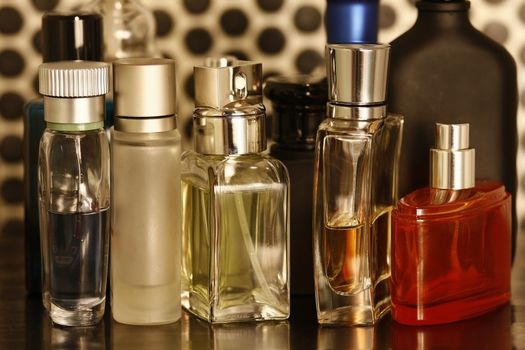 Assorted Perfume and fragrances bottles remove visible trademarks
