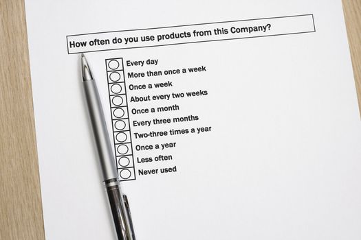 Product survey concept on how many times you used a product.