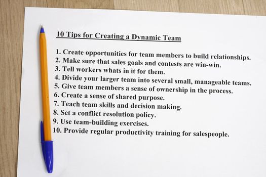 10 tips for creating a dynamic team concept