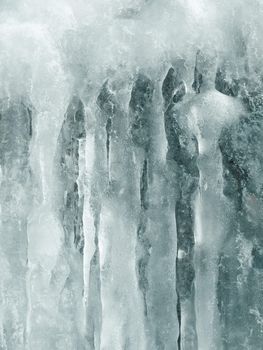 Macro of ice stalactites