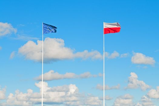 Flags of the European Union and Poland