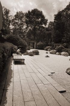  traditional Japanese garden and enjoying the view