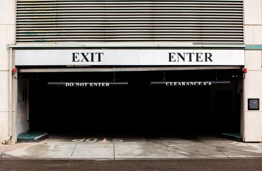 A concrete parkade detail, exit and enter