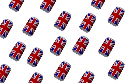 Beer cans with the UK flag on them.